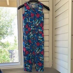 1989 Place‎ Blue and Pink Floral Jumpsuit Straight-Leg